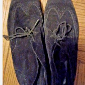 Ferragamo Lavorazione Originale Italy Black Suede Mens Shoes 9.5 D Lace Up